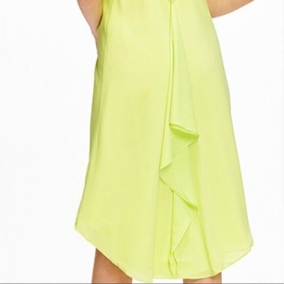 Lime green chiffon sleeveless halter hi-lo dress - Picture 5 of 12